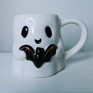 COBWEBS & CAULDRONS Ghost with Bat Mug